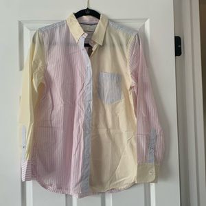 NWT J Crew classic button up multi stripe shirt top blouse 8